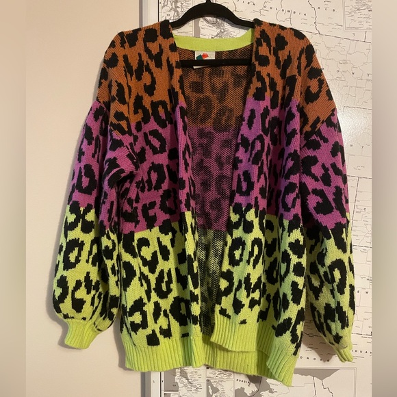 Farm Rio Mixed Leopard Neon Cardigan - Picture 5 of 7